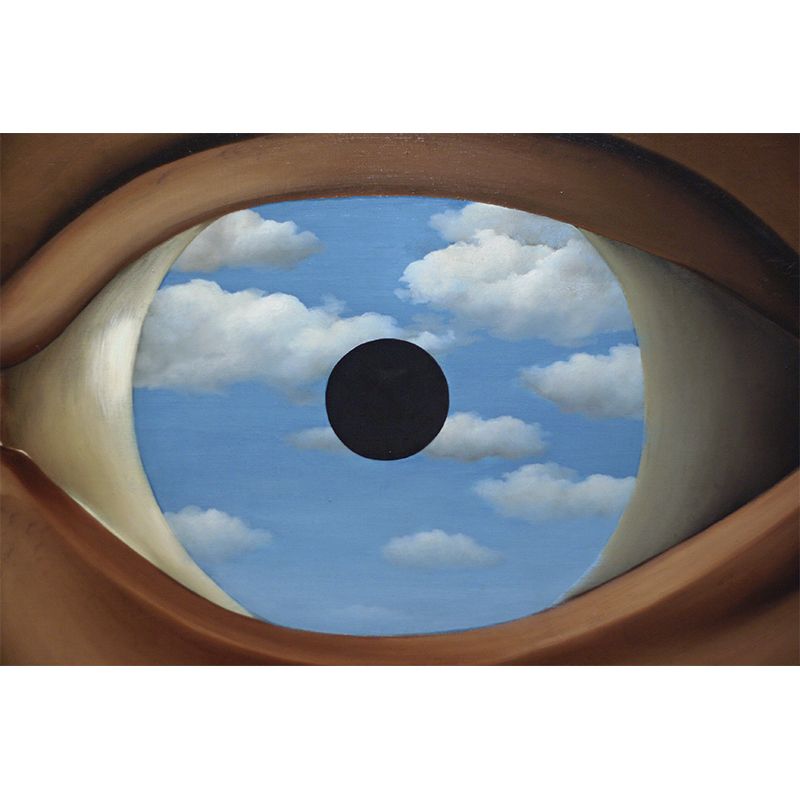 Blue-Brown Surrealism Mural Decal Full-Size Eye in the Sky Wall Covering for Living Room
