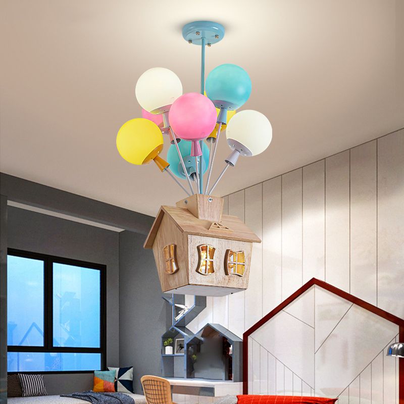 Contemporary Ceiling Lamp Colorful Glass Shade Flush Mount Light Fixture