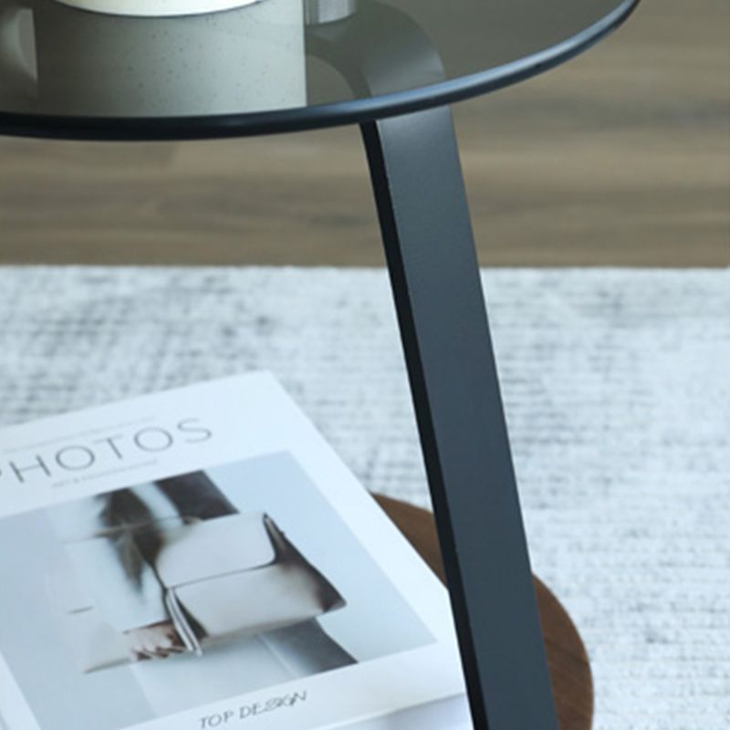 Modern Round Corner Table 3-Tier Side End Table with Storage