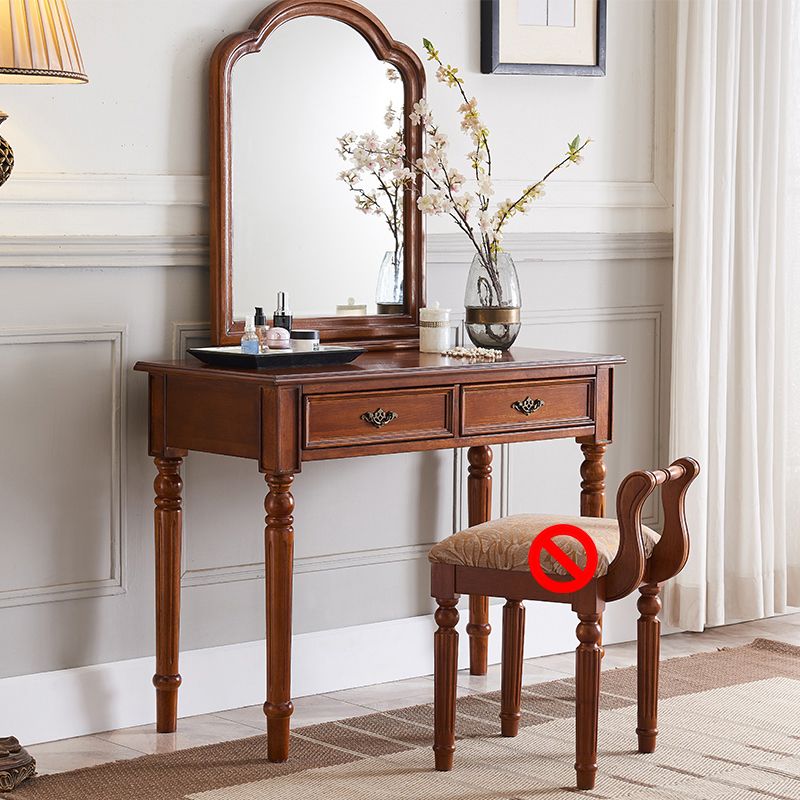 Wood Traditional Vanity Dressing Table 2-Drawer Makeup Vanity Desk