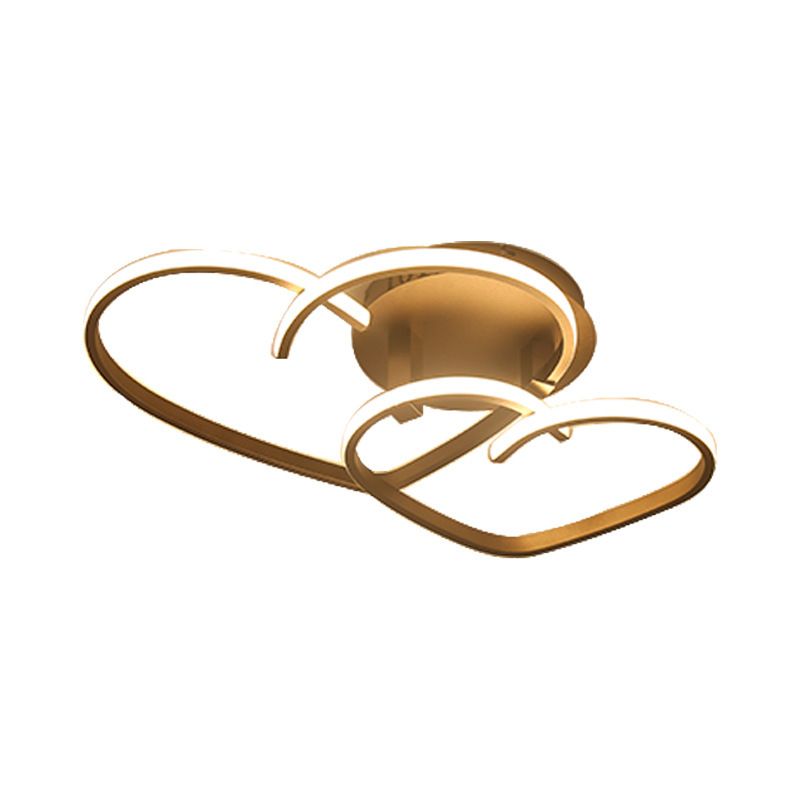 Moderno corazón amoroso LED montaje semi empotrado metal 2 luces dormitorio cerca de la luz del techo