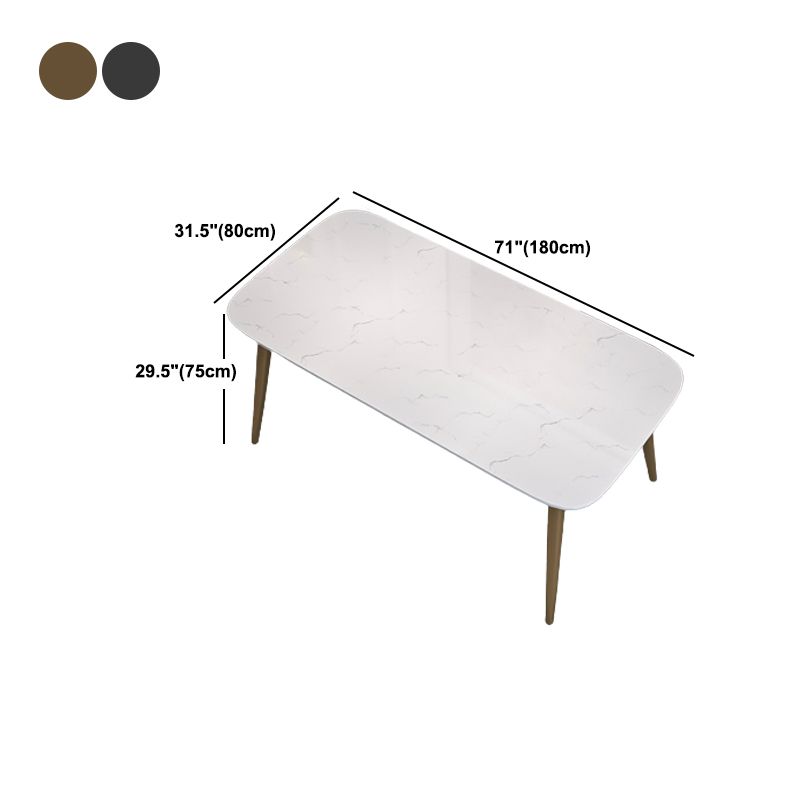 Contemporary Dining Set 1/2/5 Pcs Marble Dining Table with Cow Horn Chairs