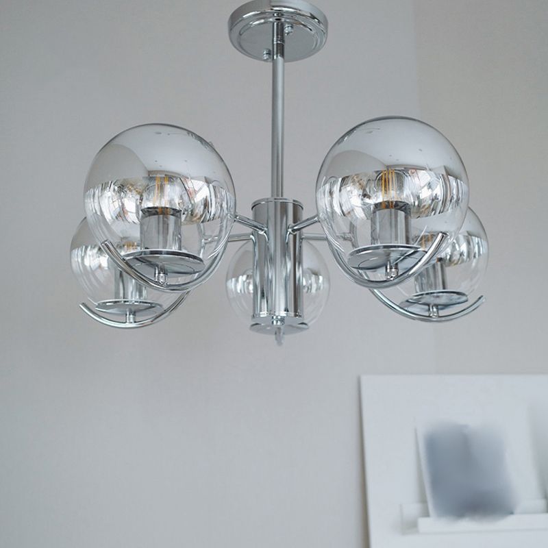 Globe Pendant Lights Modernism Glass Pendant Lighting Fixtures in Silver