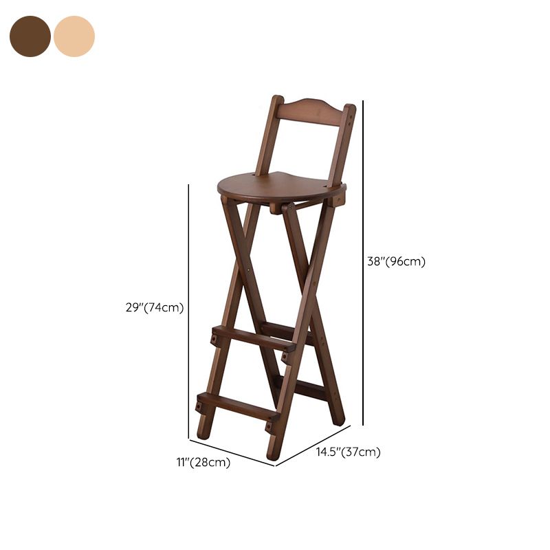 Solid Wood Dining Stools Contemporary Folding Bar Stools with Footrest
