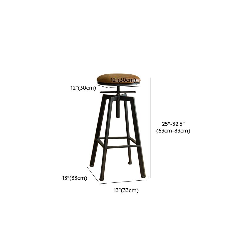 Industrial Armless Elevatable Counter Stool Iron Cafe Bar Stool with Metal Legs