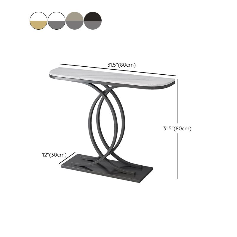 Glam Half Moon Console Table Iron Console Sofa Table for Hall