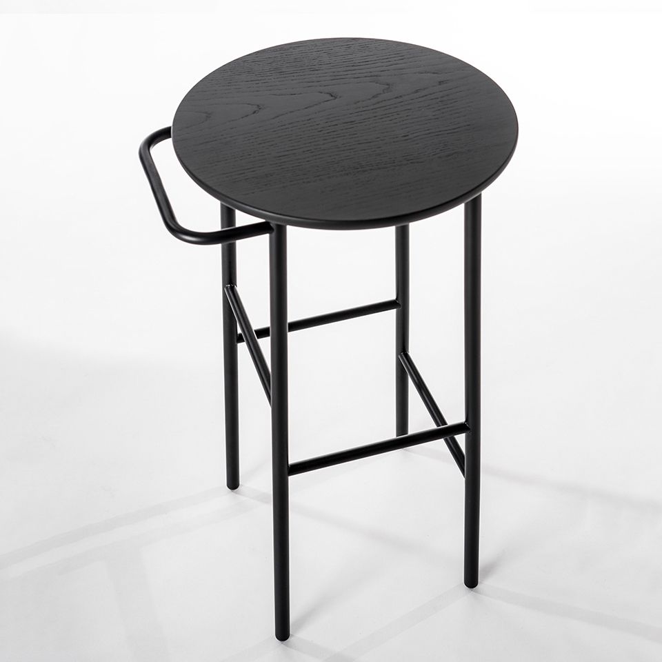 Contemporary Round Bar Stool Wooden Counter Bar Stool with Metal Legs