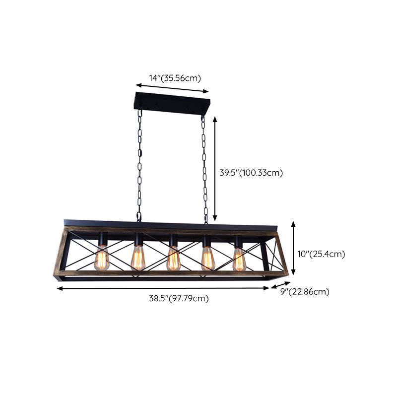 Industrial Island Light Geometric Hanging Lighting Fixture for Dining Room