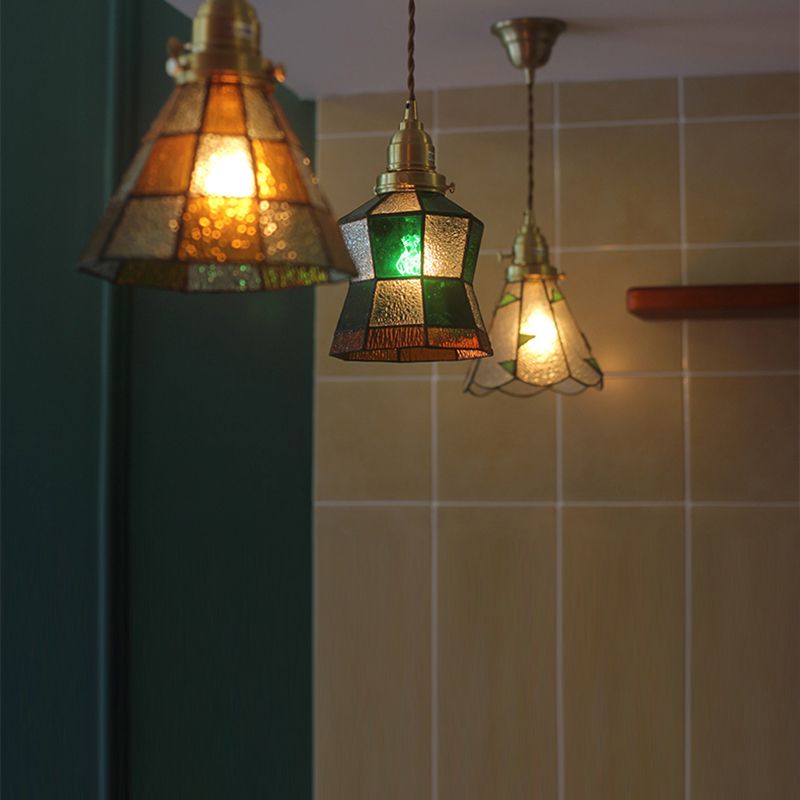 Gearceerde hanger verlichtingsarmatuur Tiffany -stijl gebrandschilderd glasvering hanglampje