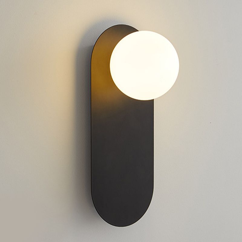 Single Modernism White/Black Wall Mounted Sconce Glass Shaded Wall Light