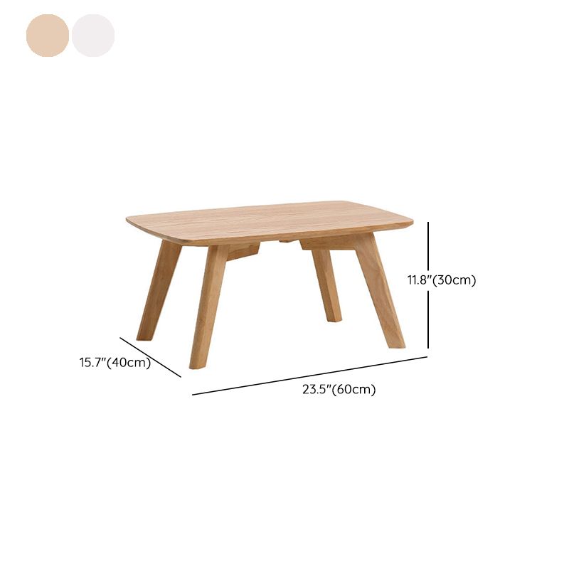 Solid Wood 4 Legs Coffee Table Modern 11.8" H Cocktail Table