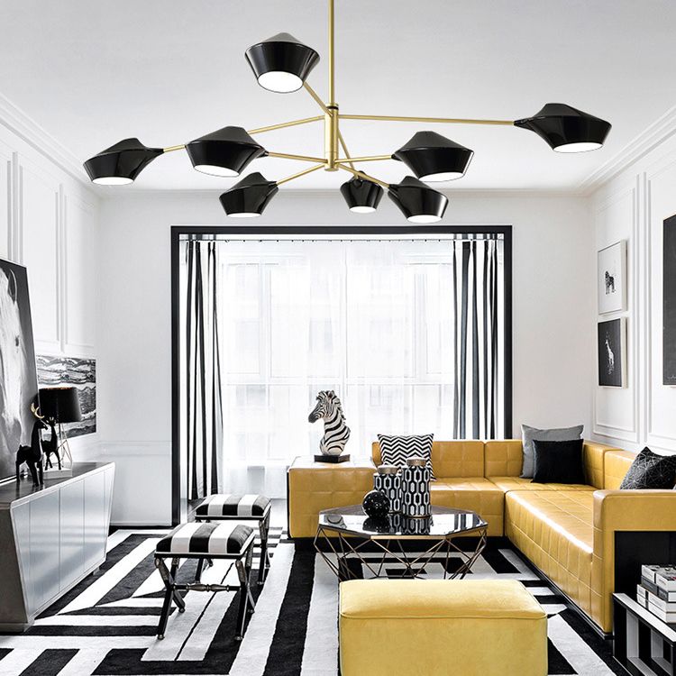 Modern ombreggiata lampadina a lampada in metallo salotto lampadario luce a sospensione