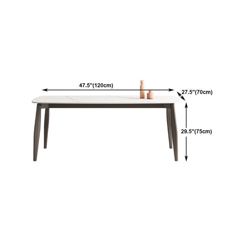 Industrial Rectangle Dinette Table Tripod Base Dining Table with White Stone Top