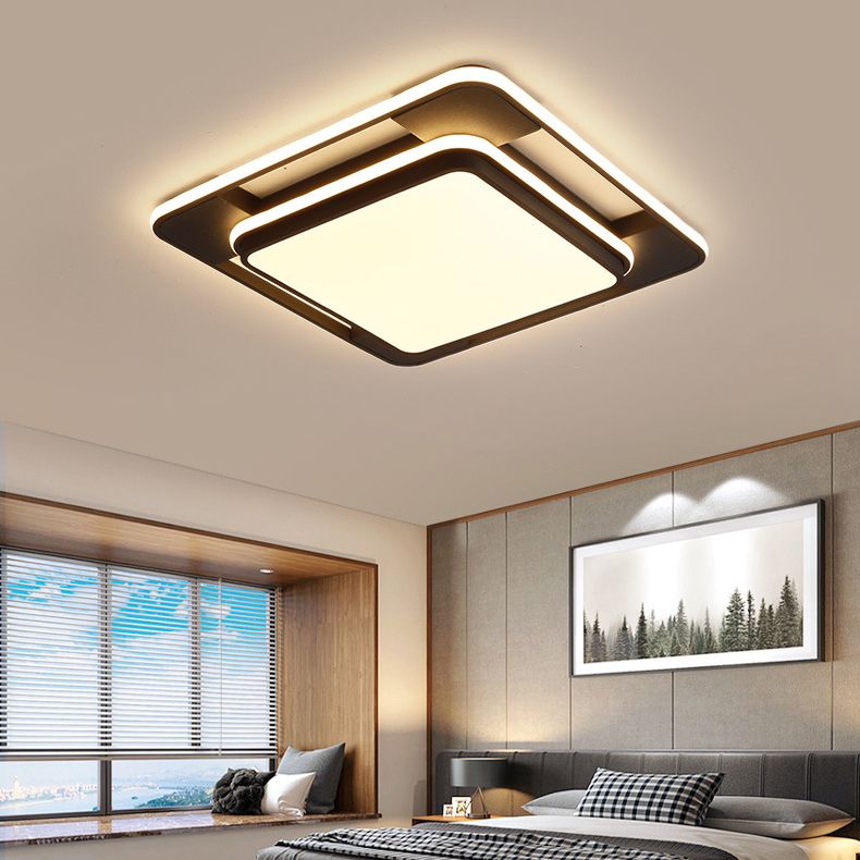Black Modern Style Flush Ceiling Lights 1-Light Geometric Acrylic Flush Mount Fixture