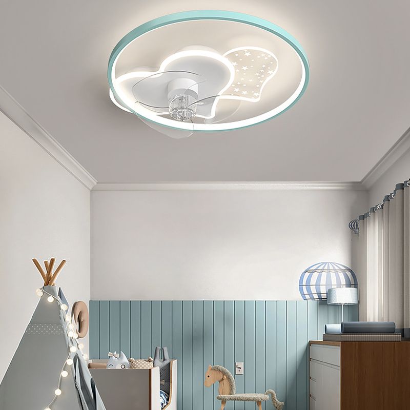 3-Blade Children Ceiling Fan Acrylic Blue/Pink Fan with Light for Bedroom