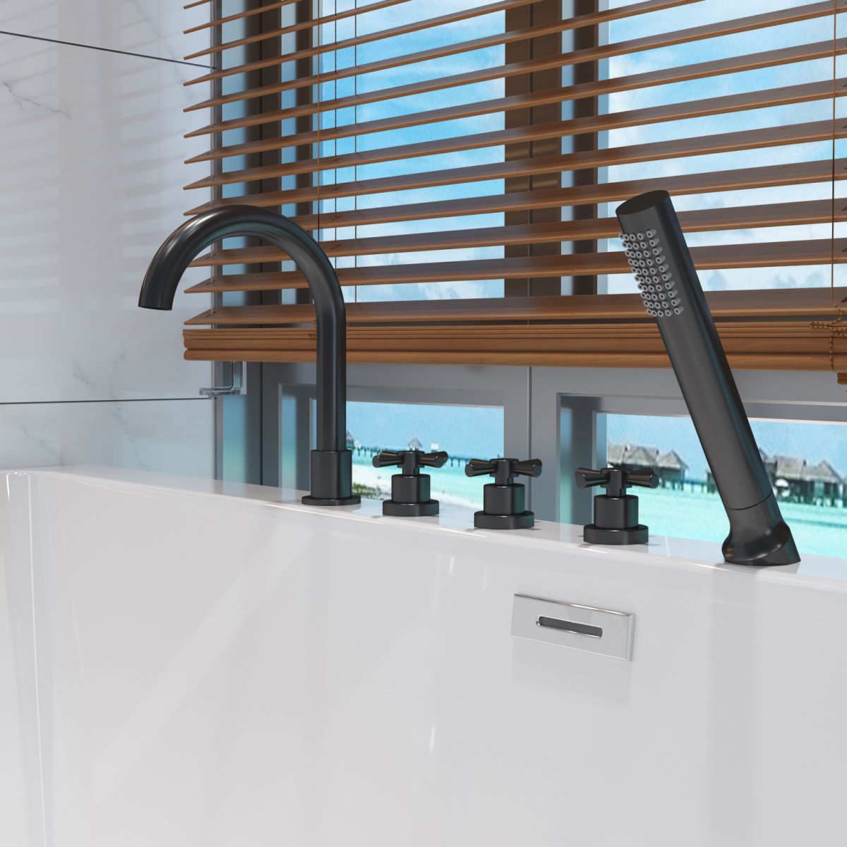 Rectangular Acrylic Modern Bathtub Stand Alone Soaking White Bath