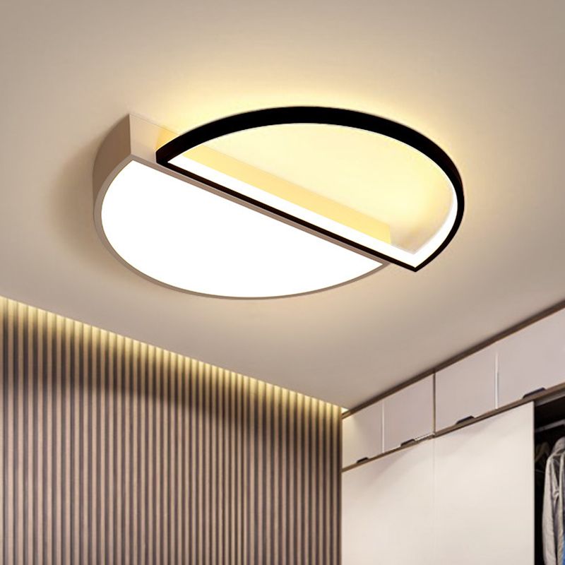 Splicing Round Flush Mount Ceiling Light Modernity Metal LED Black/White Flush Lamp in Warm/White Light/Remote Control Stepless Dimming, 18"/21.5" W