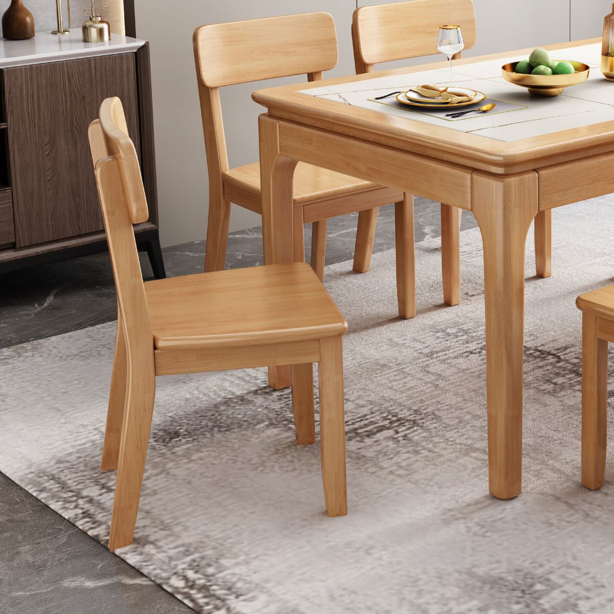 Chaise de salle à manger carrée de cuisine moderne, chaise sans bras latérale à dossier ouvert