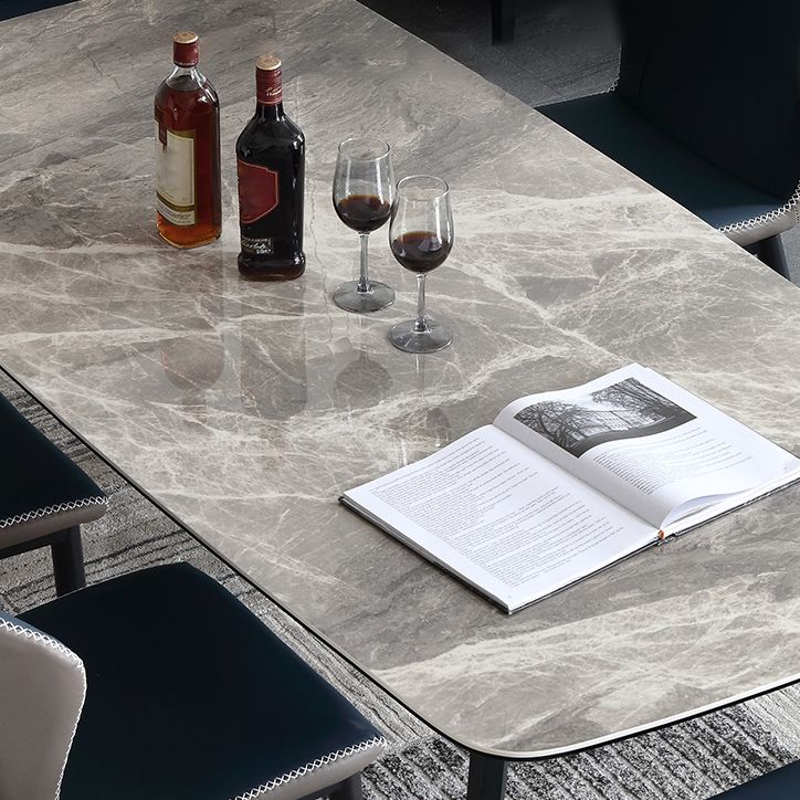 Modern Rectangle Dinette Set 1/2/5/7 Pieces Grey Sintered Stone Top Dining Table Set
