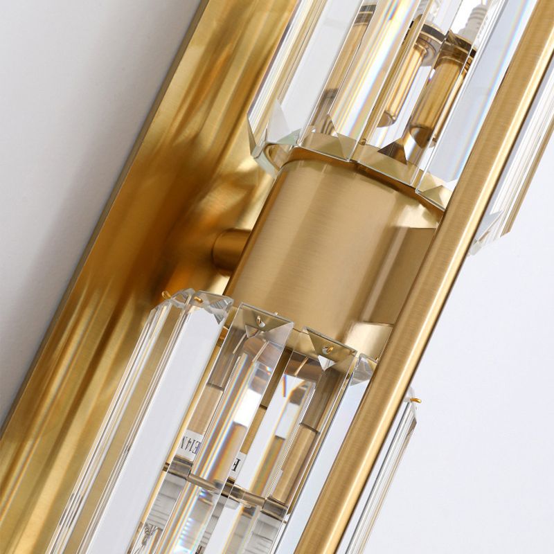 Cylinder Shape Crystal Wall Light Modern Style 2-Lights Wall Mount Lighting in Gold