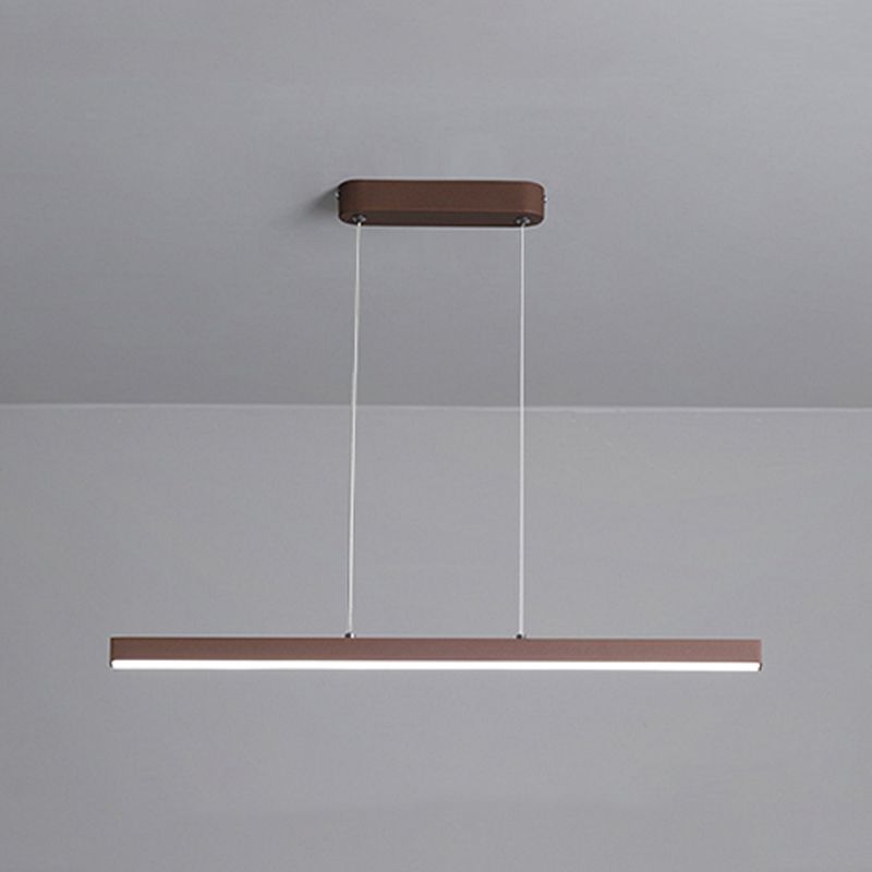 1-Licht lineare Inselbeleuchtung zeitgenössische Metallinsel Deckenleuchte in Braun