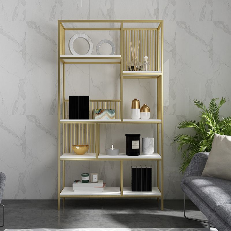 Modern Metel Bookcase Gold Etagere Bookshelf for Living Room 70.9" H X 11.8" W