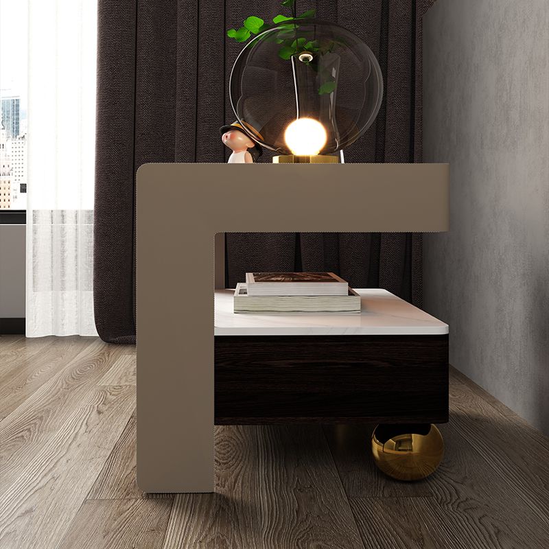 Accent Table Nightstand with Drawer and Shelf 19" Tall Wood Nightstand