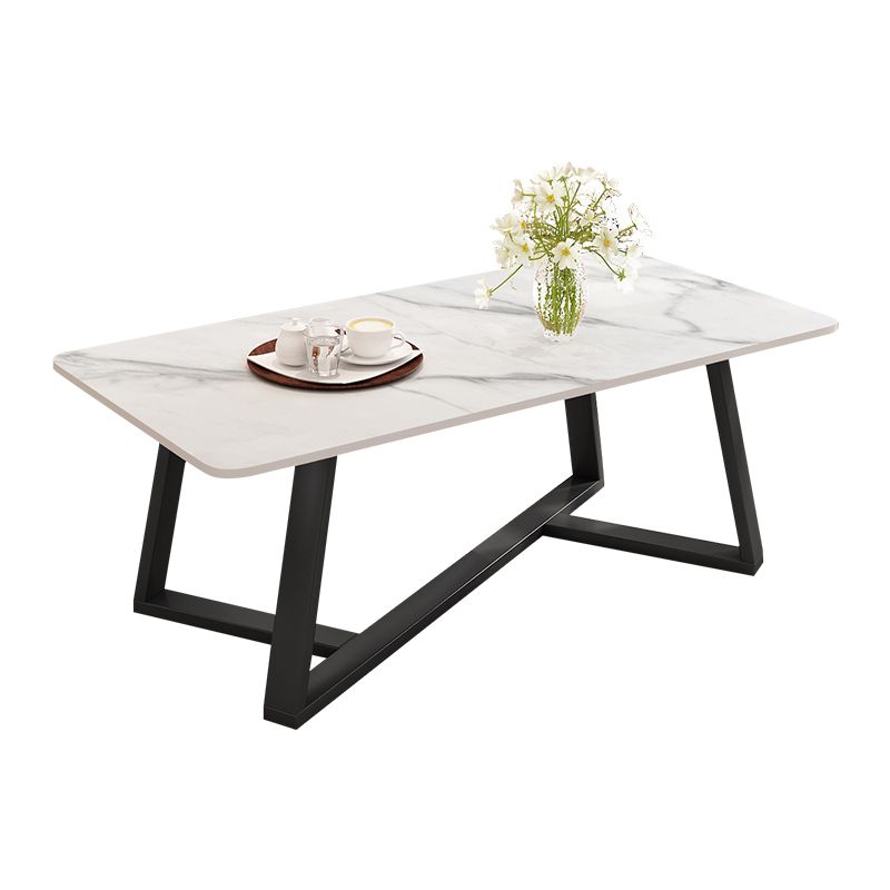 Slate Rectangle Coffee Table Cross Legs Single Table for Living Room