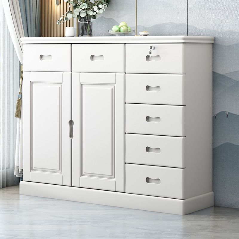 Contemporary Rectangle Accent Cabinet with Drawers Wood Storage Cabinet