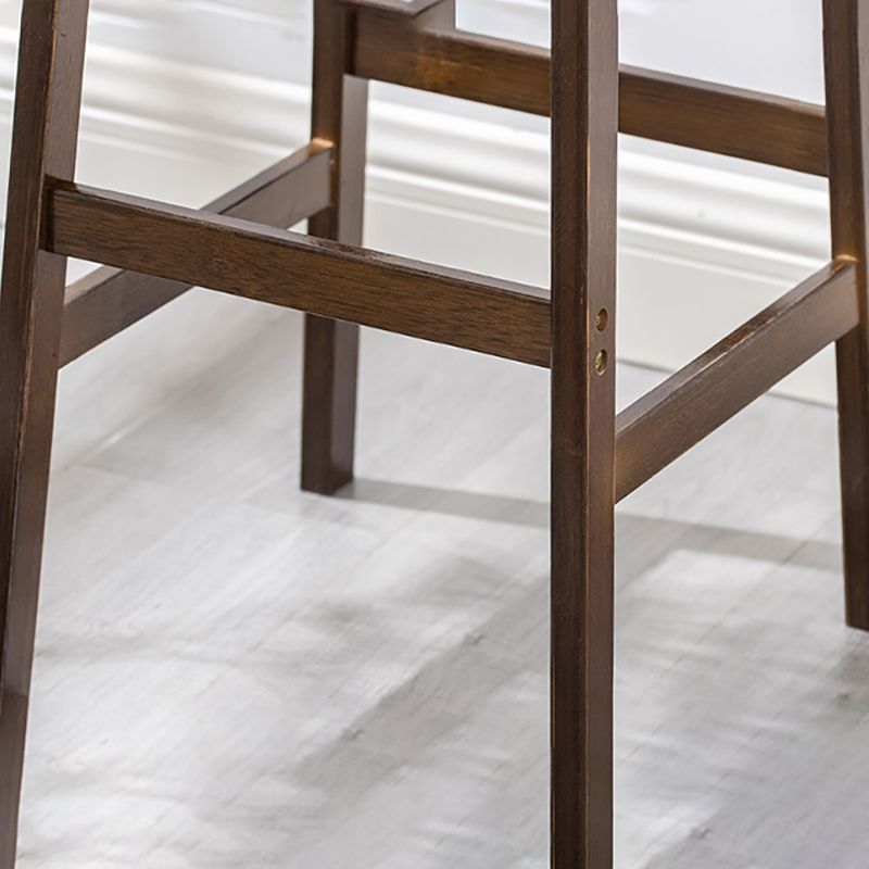 Contemporary Dining Stool Square Solid Wood Bar Stool with Footrest