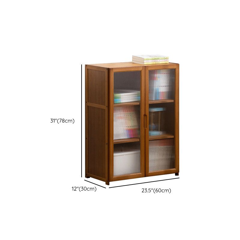 Contemporary Closed Back Bamboo Bookshelf Acrylic Bookcase with Cabinets