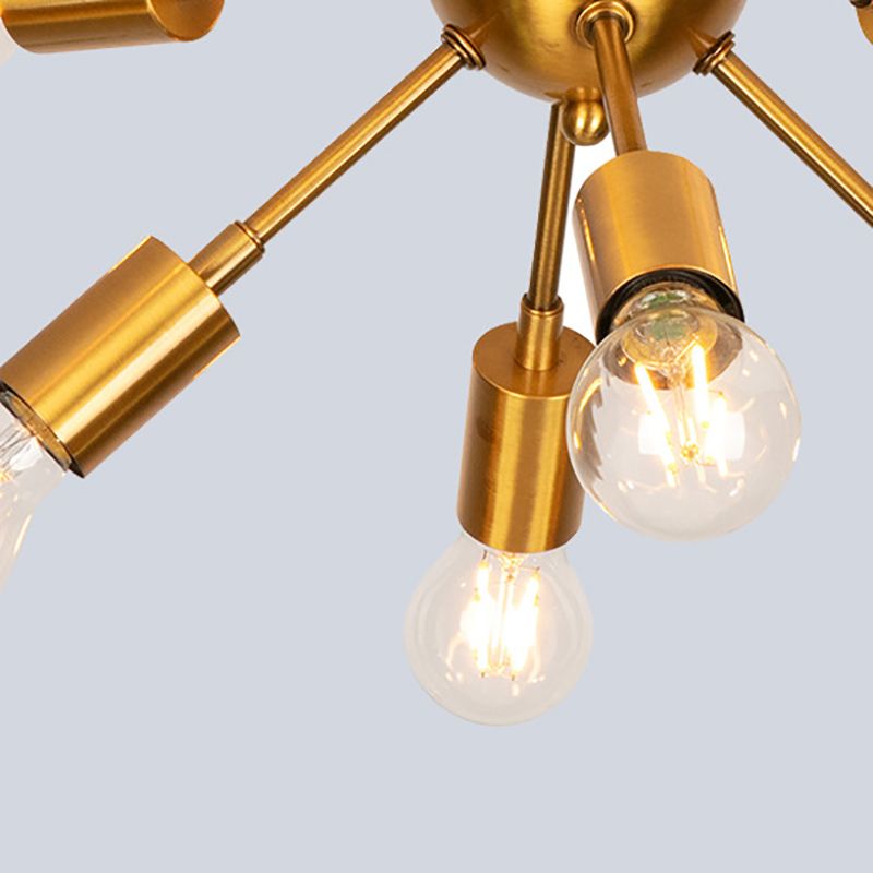 Vintage Spread Ceiling Light Fixture Metal Ceiling Mounted Light in Gold