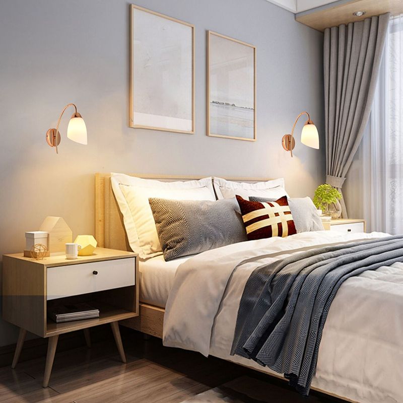 Light Luxury Wall Mount Light Geometry Shape Wall Lamp with Glass Shade for Bedroom