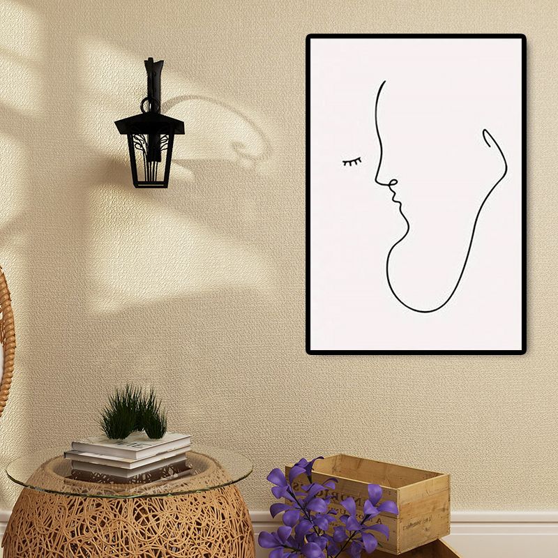 Minimalism Creative Figure Painting White Textured Wall Art Decor for Guest Room