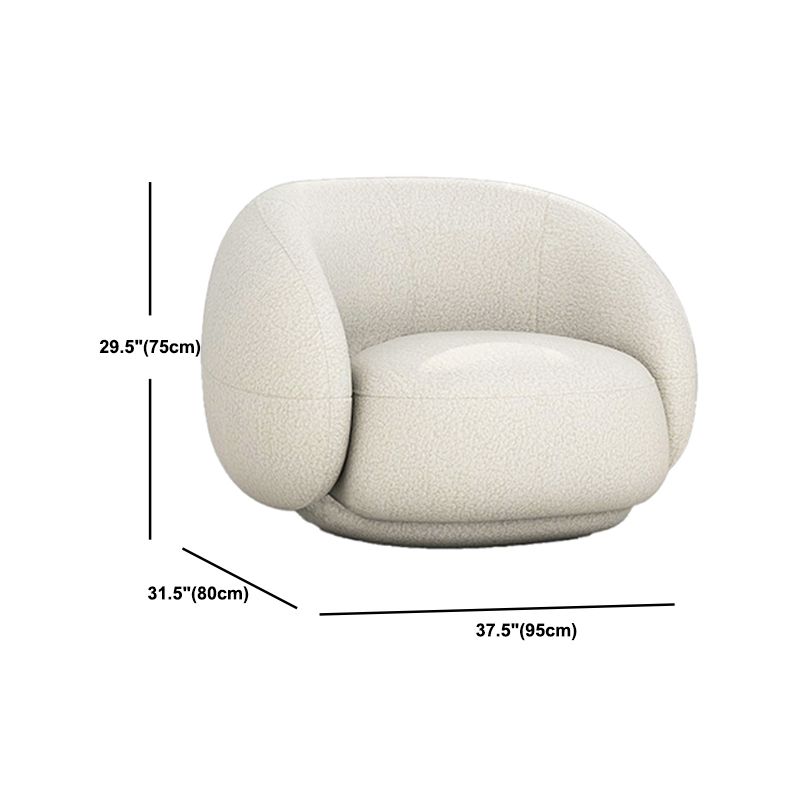 Tight Back Sofa Wool Curved Sofa in White for Living Room, Apartment