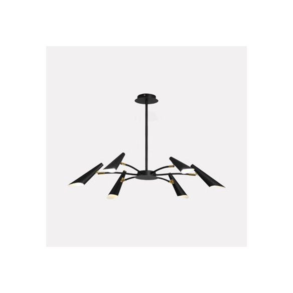 Lámpara de techo de araña negra/blanca 6/8 luces araña colgante de metal contemporánea