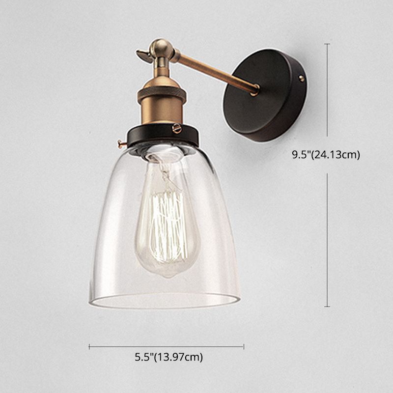 Vintage Industrial Wall Sconce Single Light Sconce Light in Clear Glass Shade