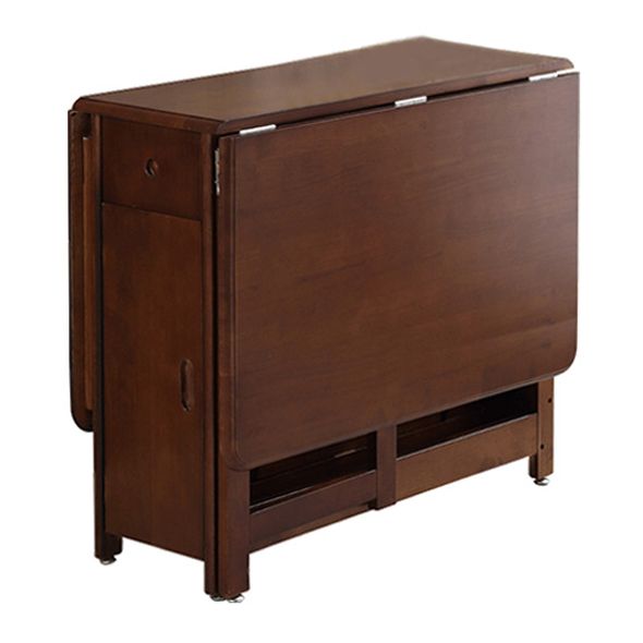 Mid-Century Modern Dining Table Rubberwood Solid Wood Table with Wood Base