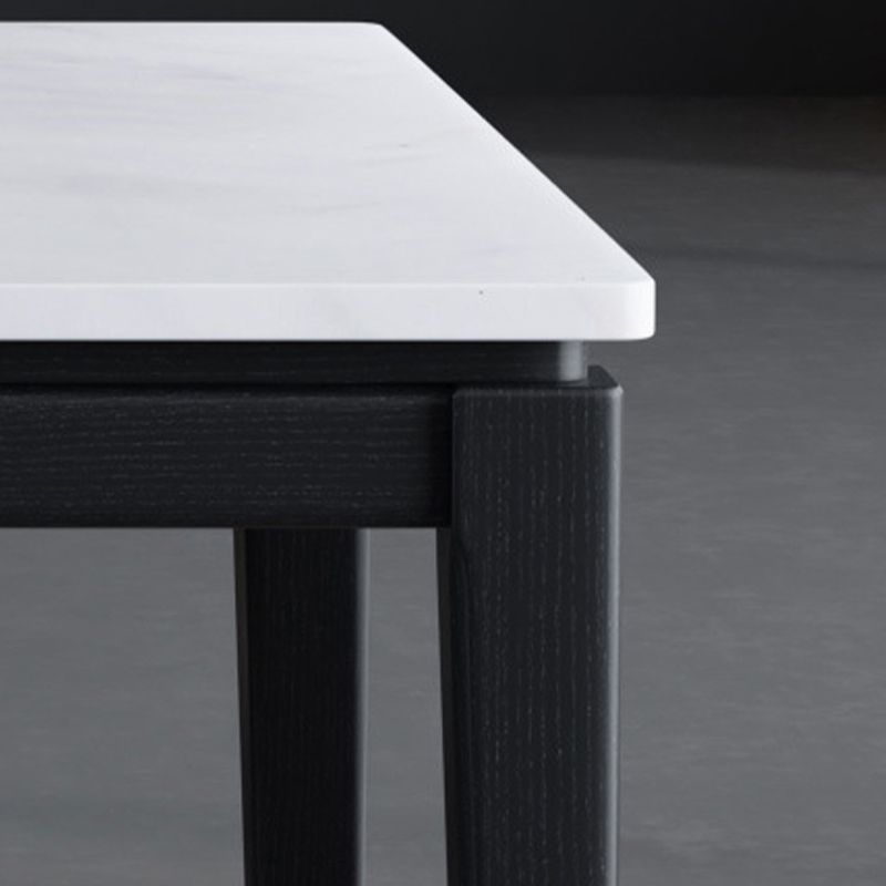 Square White Top Dining Table Industrial 4 Legs Dining Table with Black Frame