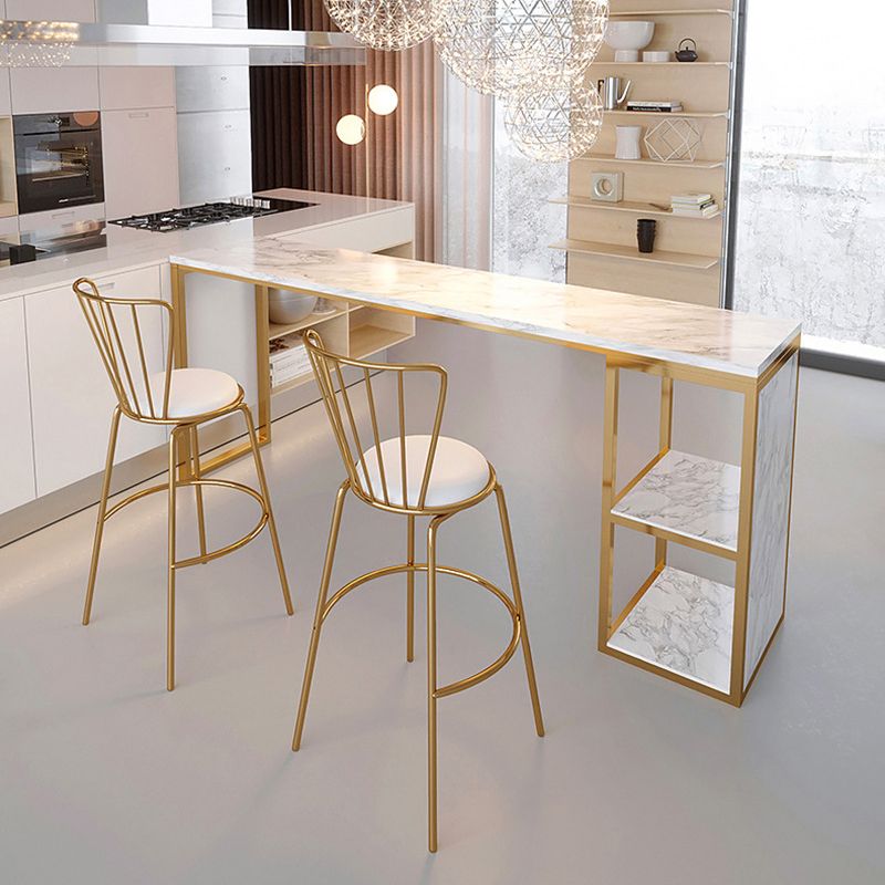 Rectangular Bar Height Table Faux Marble Top Bistro Pub Table for Patio Use