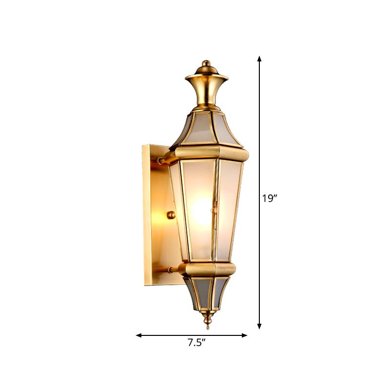 Brass Urn Shaped Wall Mounted Light Vintage Translucent Glass 1 Light Bedside Sconce Lamp