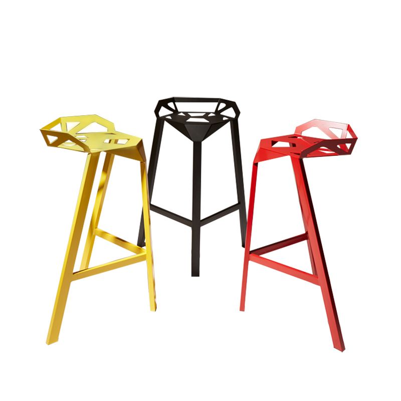 Modern Armless Backrest Counter Stool Iron Cafe Bar Stool with Seat