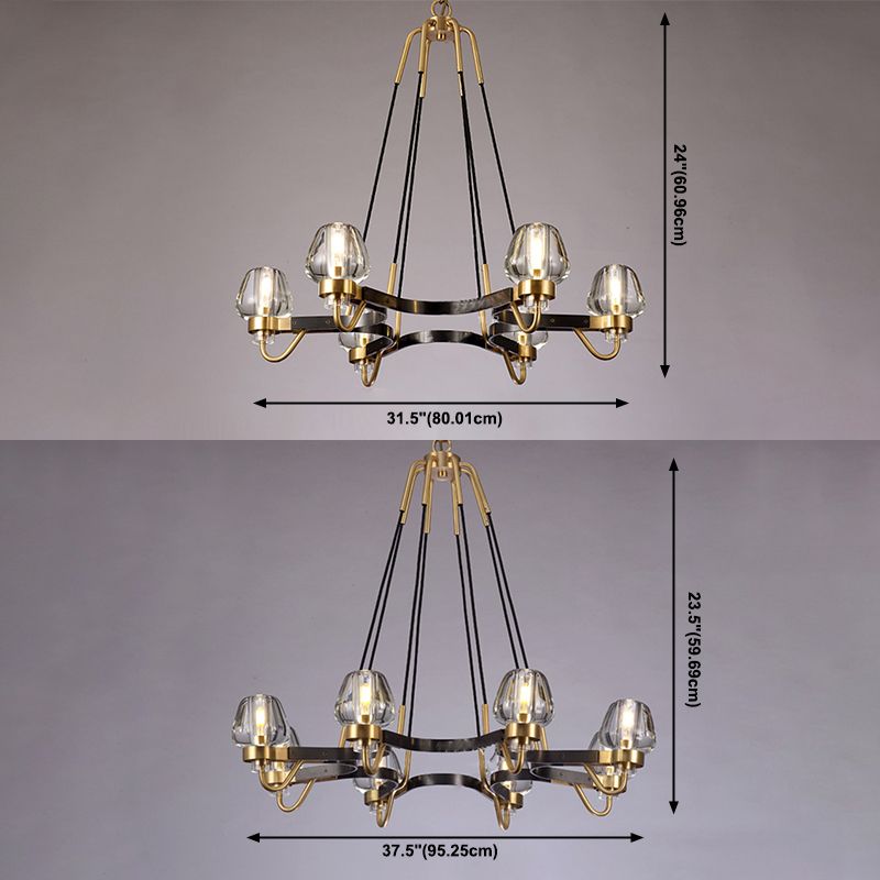 Multi -lichten kristal kroonluchter verlichtingsarmaturen moderne stijl cirkelvormige hanglamp