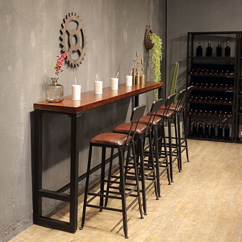Industrial Bar Table Rectangle Solid Wood Pub Table for Breakroom