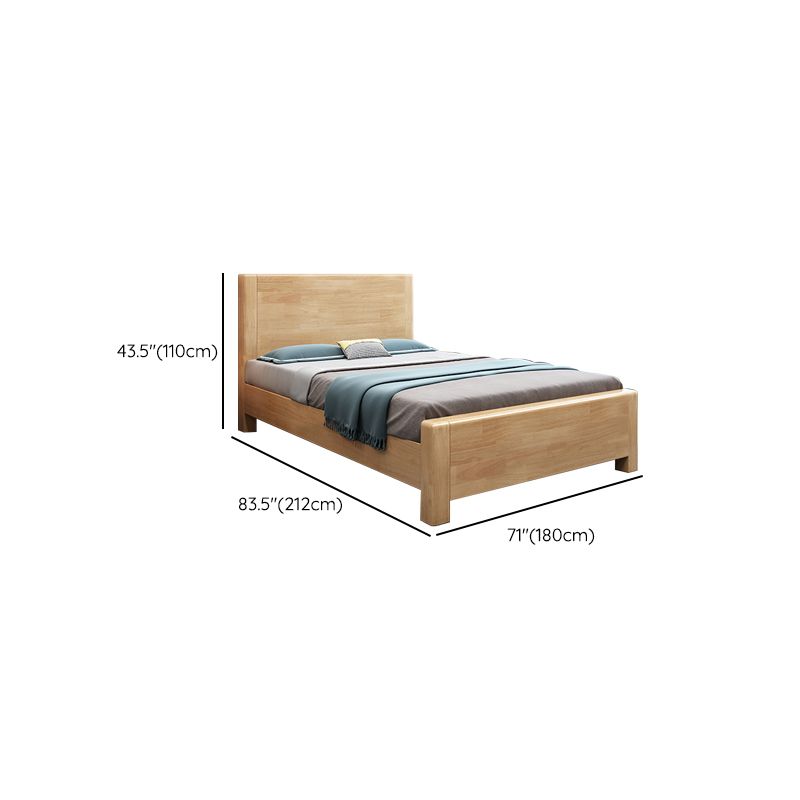 Solid Wood Low Platform Bed Panel Headboard Standard Bed with Storage