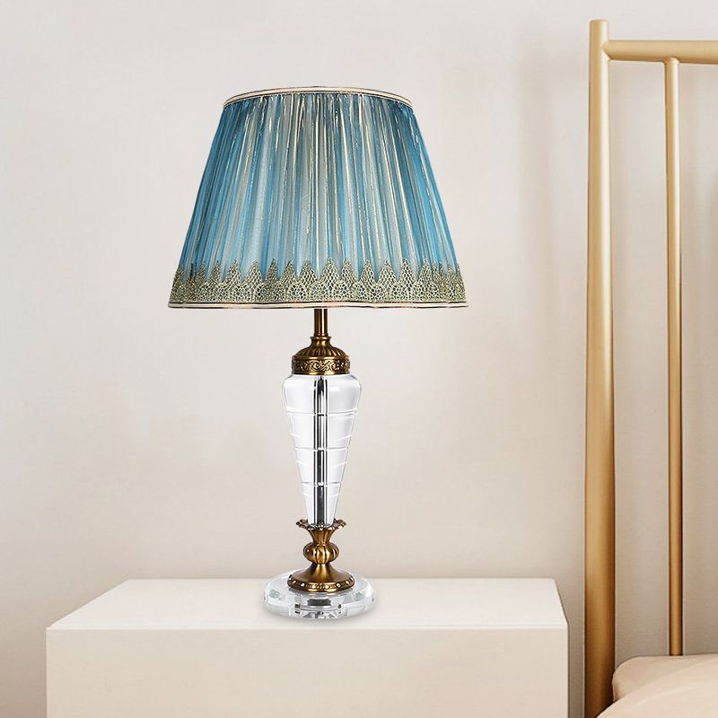 1 tête de lecture conique légère moderniste lampe de nuit en cristal clair en bleu pour chambre à coucher