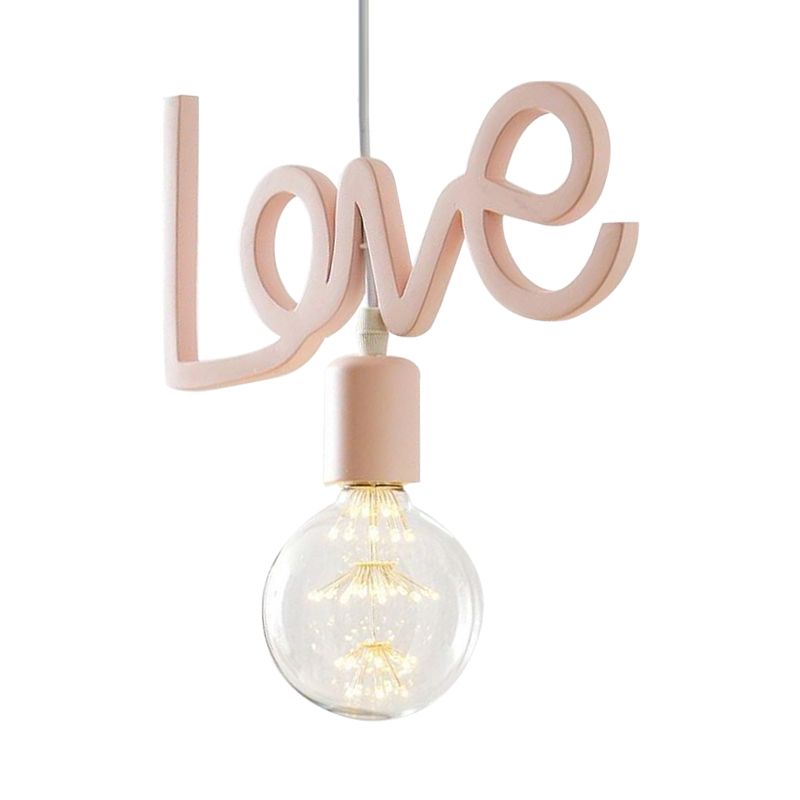 MACHAROON LAMPAGGIO BARB RESIN LAMPINA 1 ciondolo soggiorno in lampadina in rosa con design delle lettere