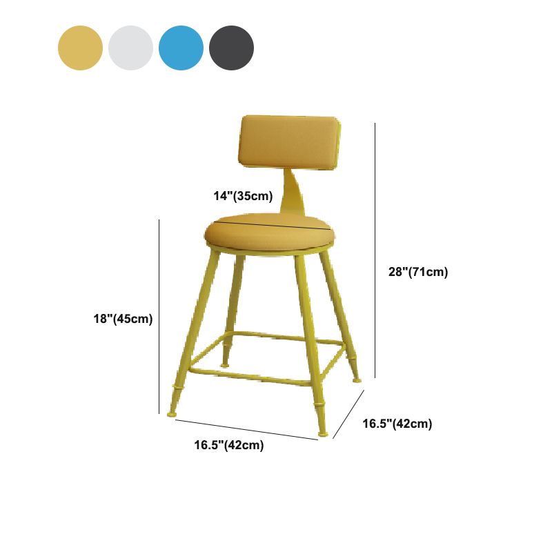 Modern Round Counter Stool Coffee Shop Leather and Metal Counter-height Stool