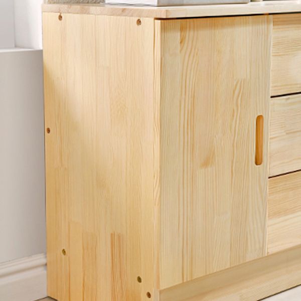 Scandinavian Style TV Stand Pine Wood Open Enclosed Storage TV Console