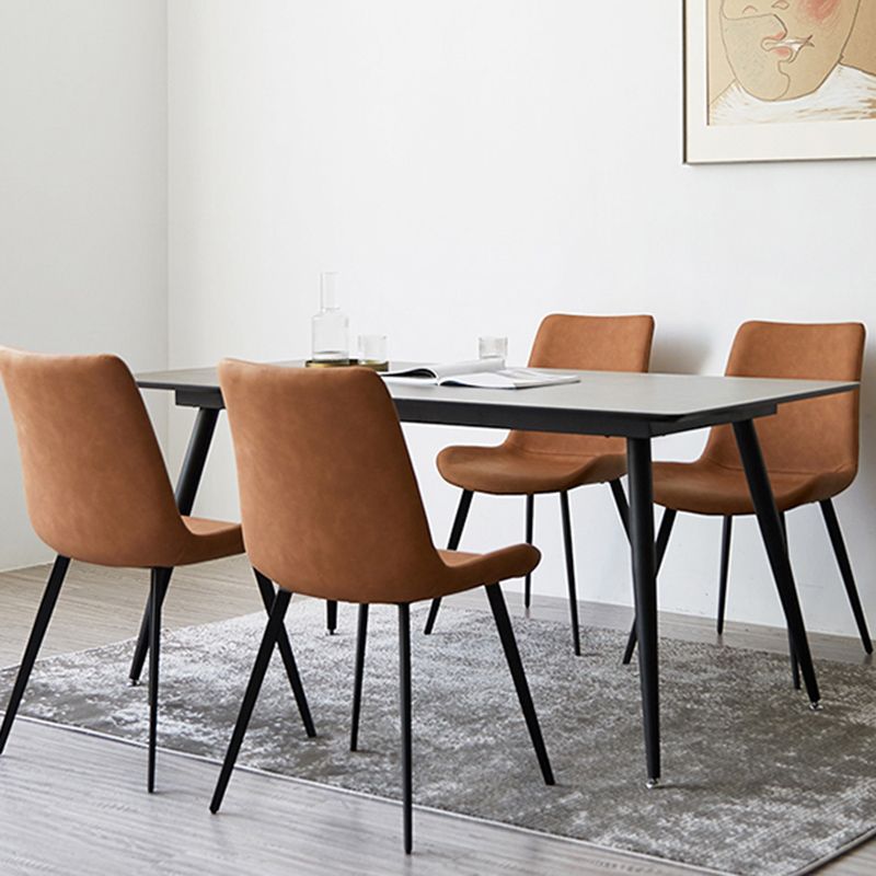 Chaises d'appoint en simili cuir de style Glam, chaise de salle à manger sans accoudoirs à dossier solide pour un usage domestique